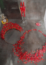Дизайнерска кристална корона за коса, колие, обици и пръстен Red Rose